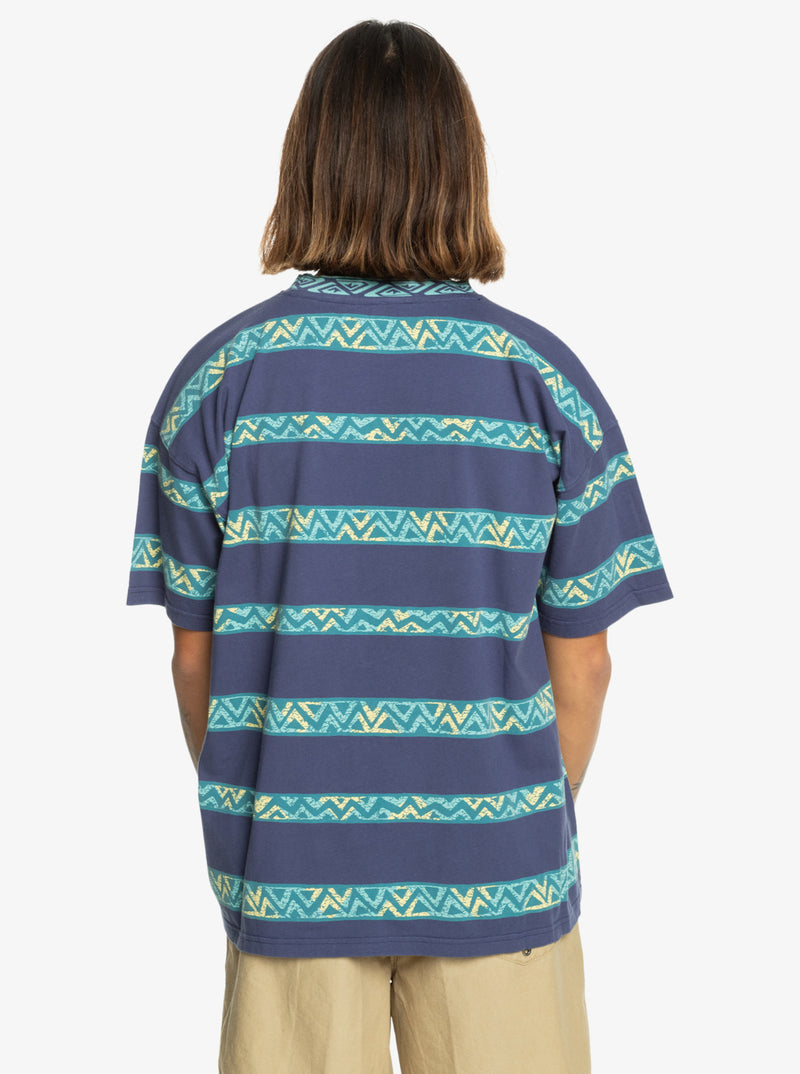 Load image into Gallery viewer, Quiksilver Men&#39;s Take Us Back T-Shirt Crown Blue Heritage Stripe 64 EQYKT04340-BQY6
