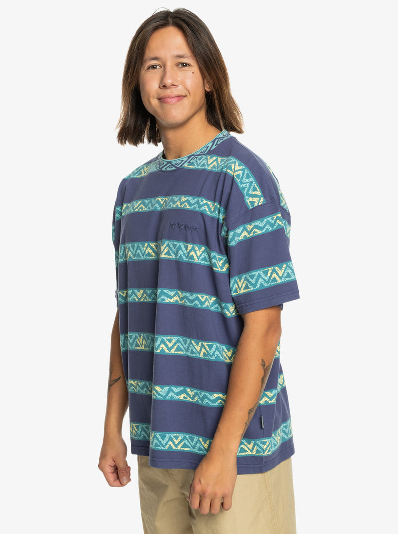 Load image into Gallery viewer, Quiksilver Men&#39;s Take Us Back T-Shirt Crown Blue Heritage Stripe 64 EQYKT04340-BQY6
