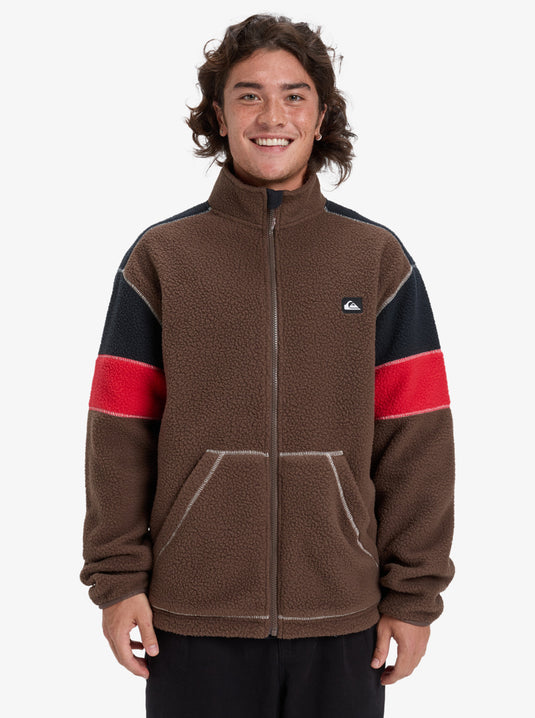 Quiksilver Men's Clean Coast Block Full Zip Fleece Chocolate Brown EQYPF03065_CSD0