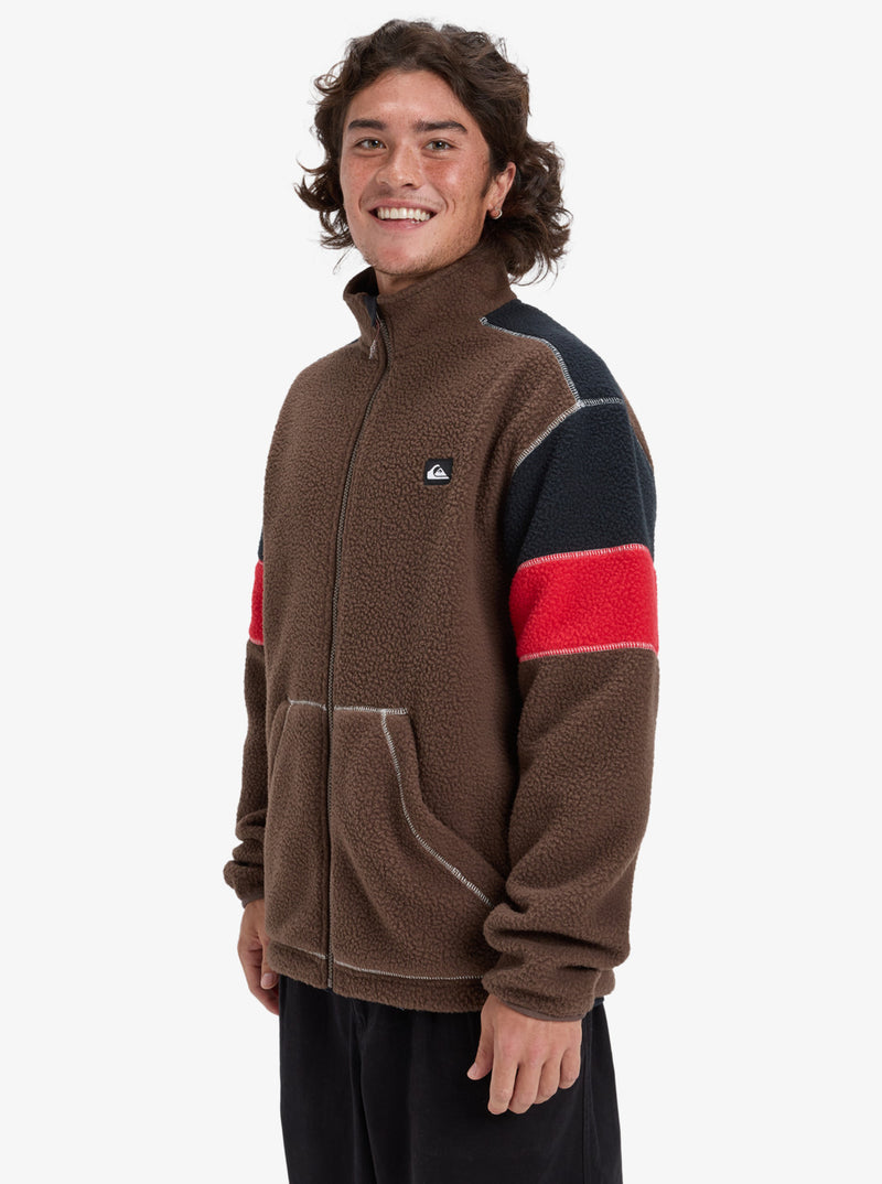 Load image into Gallery viewer, Quiksilver Men&#39;s Clean Coast Block Full Zip Fleece Chocolate Brown EQYPF03065_CSD0

