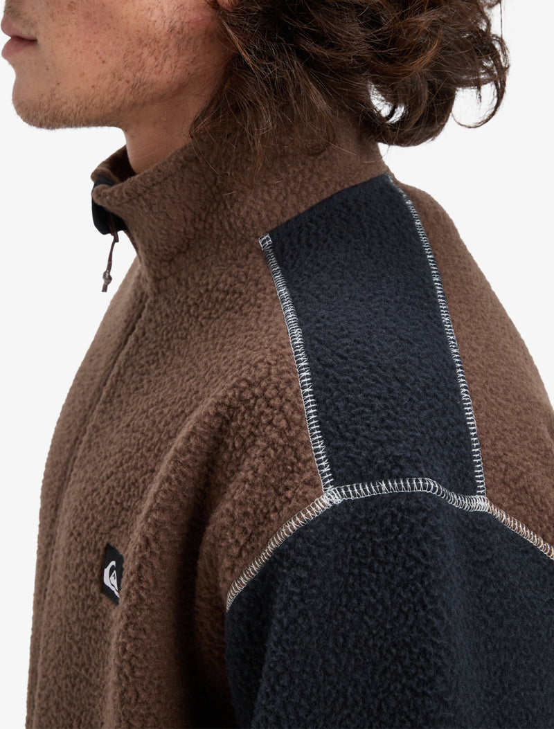 Load image into Gallery viewer, Quiksilver Men&#39;s Clean Coast Block Full Zip Fleece Chocolate Brown EQYPF03065_CSD0
