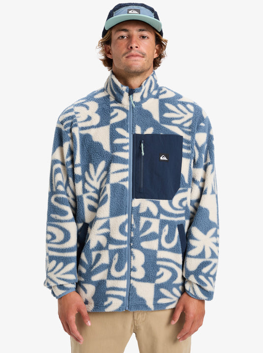Quiksilver Men's Clean Coast Full Zip Fleece China Blue Desert Checker EQYPF03066-BND6