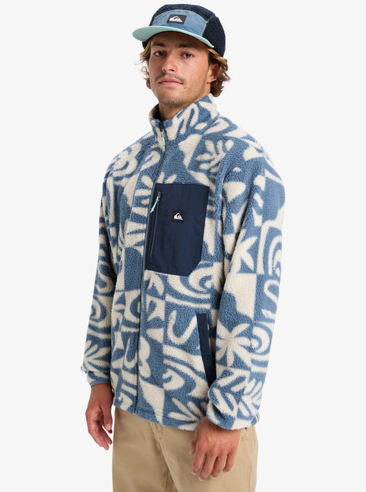 Quiksilver Men's Clean Coast Full Zip Fleece China Blue Desert Checker EQYPF03066-BND6