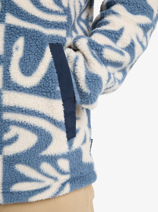 Quiksilver Men's Clean Coast Full Zip Fleece China Blue Desert Checker EQYPF03066-BND6