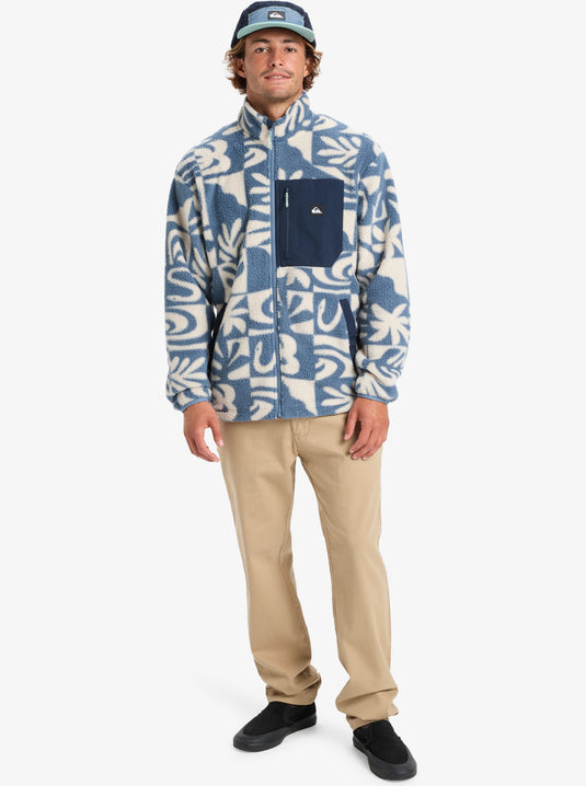 Quiksilver Men's Clean Coast Full Zip Fleece China Blue Desert Checker EQYPF03066-BND6
