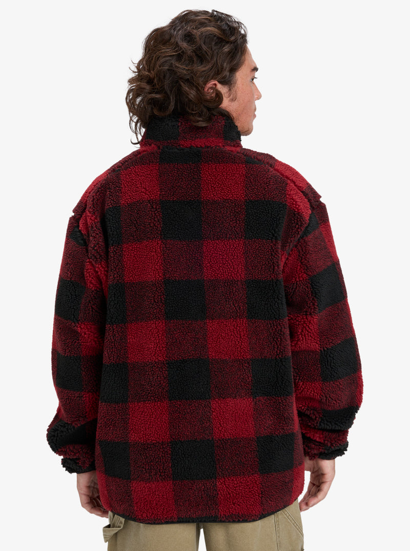 Load image into Gallery viewer, Quiksilver Men&#39;s Mercury Woodlands Half Zip Sherpa Jacket Biking Red EQYPF03070-RSG1
