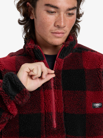 Quiksilver Men's Mercury Woodlands Half Zip Sherpa Jacket Biking Red EQYPF03070-RSG1
