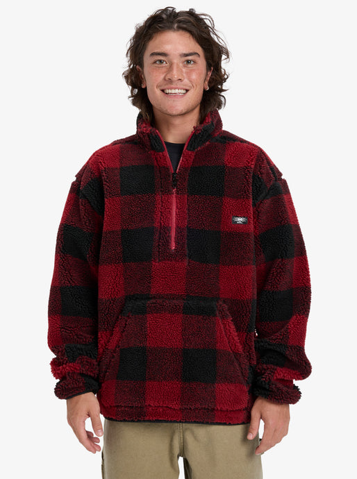 Quiksilver Men's Mercury Woodlands Half Zip Sherpa Jacket Biking Red EQYPF03070-RSG1