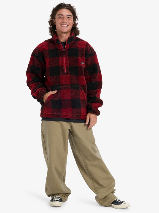 Quiksilver Men's Mercury Woodlands Half Zip Sherpa Jacket Biking Red EQYPF03070-RSG1