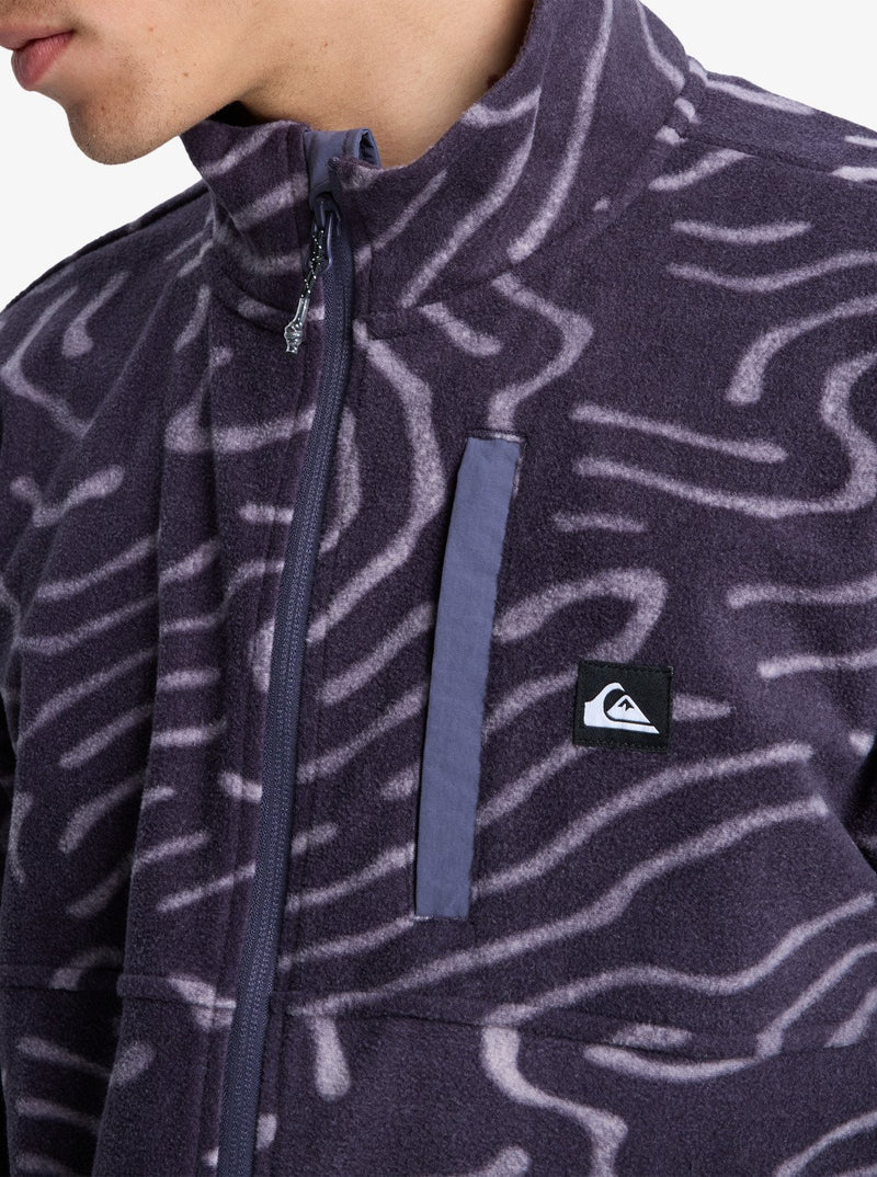 Load image into Gallery viewer, Quiksilver Mens&#39; No Destination Full Zip Fleece Graystone Linear Stamp EQYPF03071-KRB6
