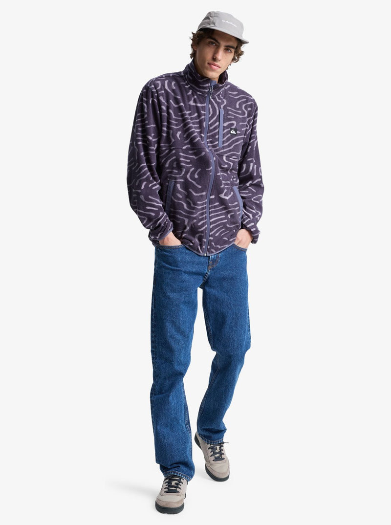 Load image into Gallery viewer, Quiksilver Mens&#39; No Destination Full Zip Fleece Graystone Linear Stamp EQYPF03071-KRB6
