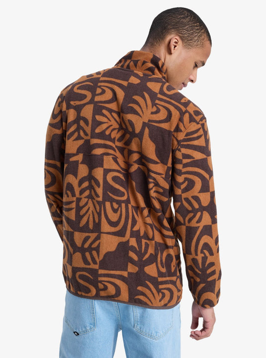 Quiksilver Men's No Destination Hs Half Opening With Snaps Micro Fleece Chocolate Brown Desert Checker EQYPF03072_CSD6