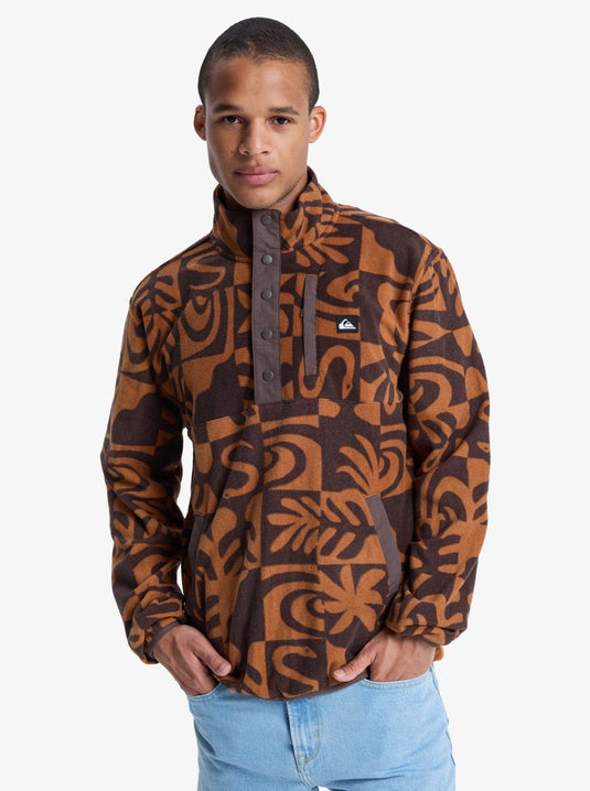 Quiksilver Men's No Destination Hs Half Opening With Snaps Micro Fleece Chocolate Brown Desert Checker EQYPF03072_CSD6