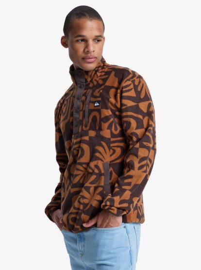 Load image into Gallery viewer, Quiksilver Men&#39;s No Destination Hs Half Opening With Snaps Micro Fleece Chocolate Brown Desert Checker EQYPF03072_CSD6

