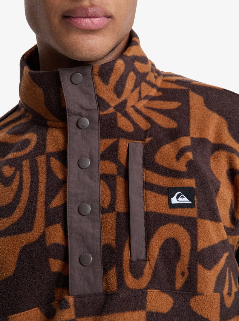 Load image into Gallery viewer, Quiksilver Men&#39;s No Destination Hs Half Opening With Snaps Micro Fleece Chocolate Brown Desert Checker EQYPF03072_CSD6
