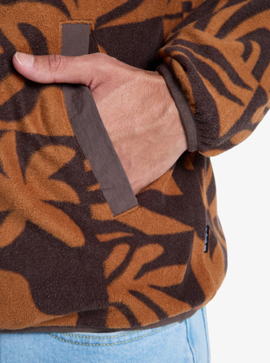 Quiksilver Men's No Destination Hs Half Opening With Snaps Micro Fleece Chocolate Brown Desert Checker EQYPF03072_CSD6