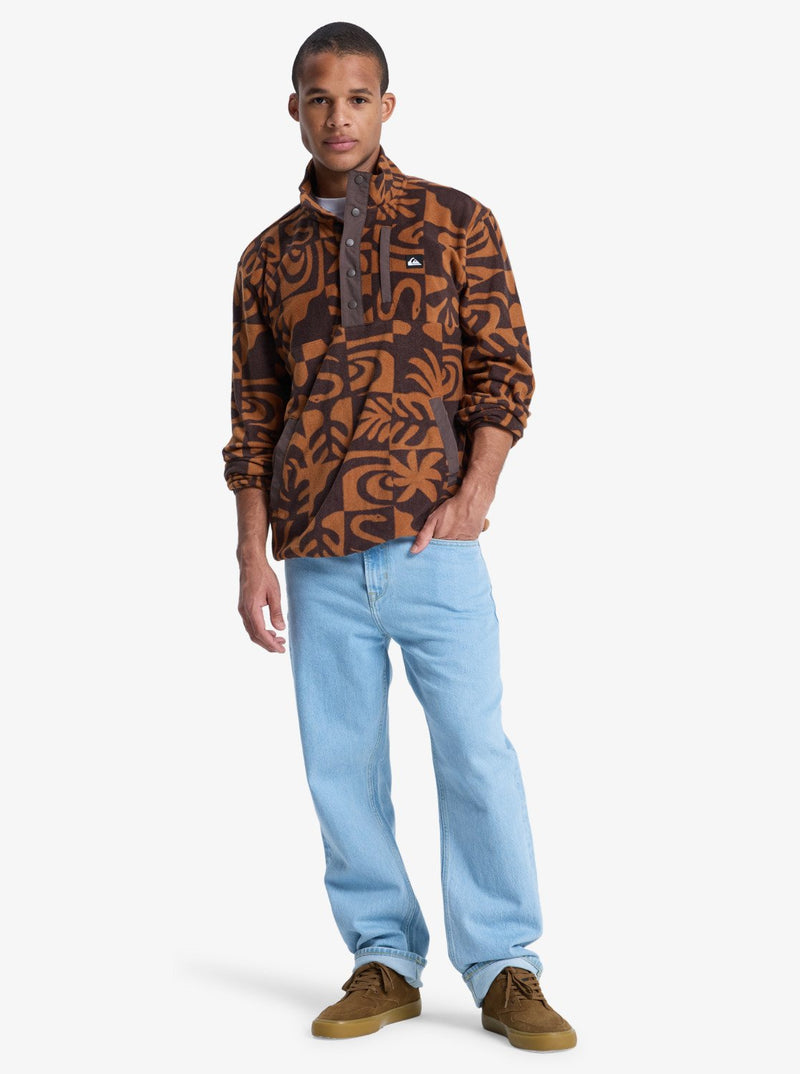Load image into Gallery viewer, Quiksilver Men&#39;s No Destination Hs Half Opening With Snaps Micro Fleece Chocolate Brown Desert Checker EQYPF03072_CSD6
