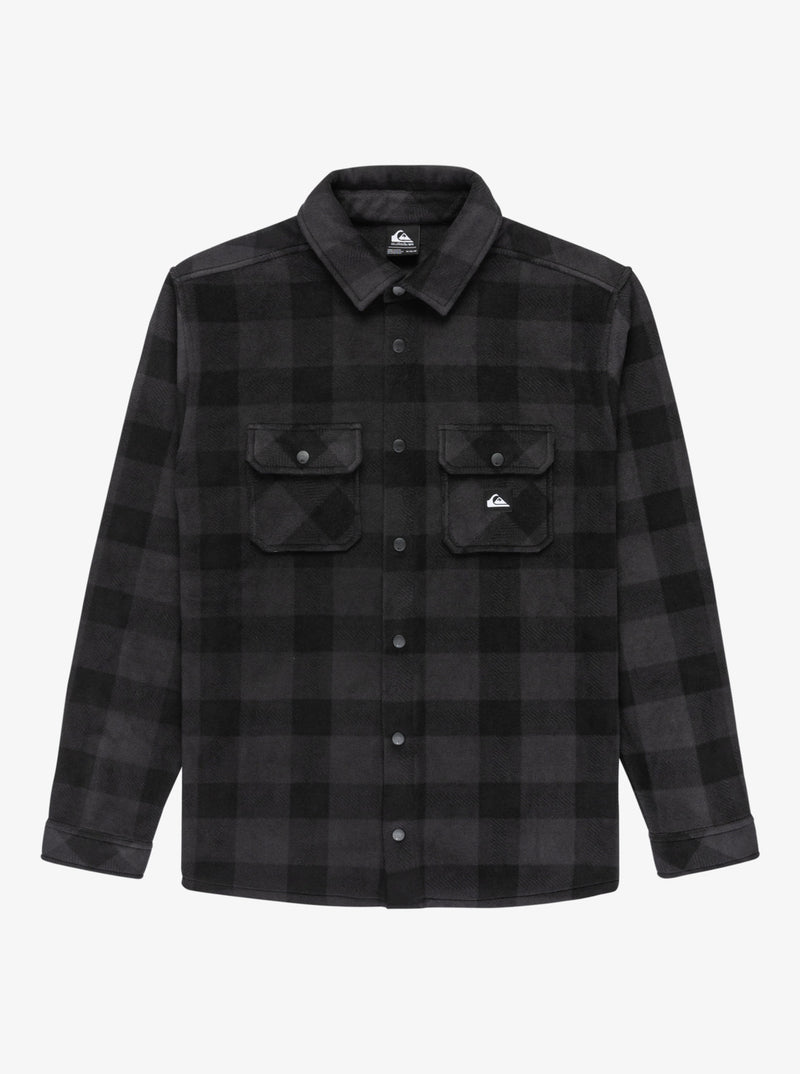 Load image into Gallery viewer, Quiksilver Men&#39;s Bering Strait Check Long Sleeve Shirt Fleece Black Northsea Plaid EQYPF03075-KVJ6
