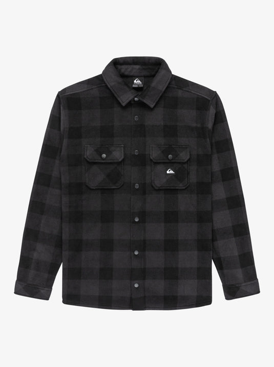 Quiksilver Men's Bering Strait Check Long Sleeve Shirt Fleece Black Northsea Plaid EQYPF03075-KVJ6