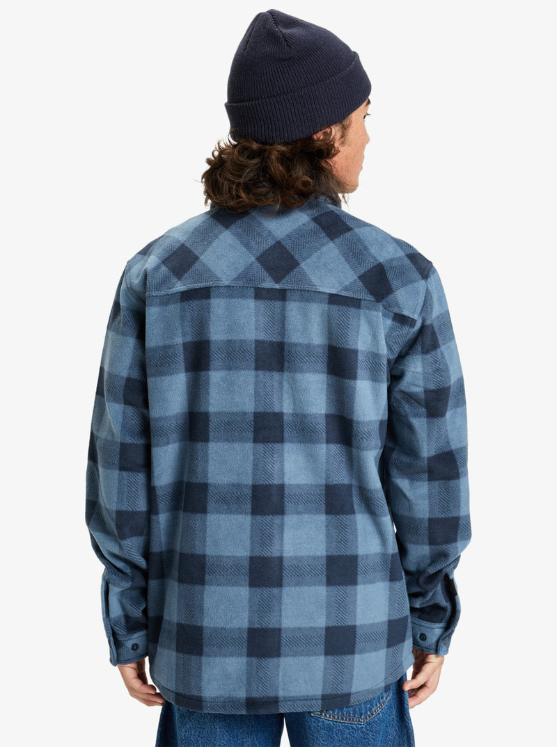 Load image into Gallery viewer, Quiksilver Men&#39;s Bering Strait Check Long Sleeve Shirt Fleece China Blue Northsea Plaid EQYPF03075-BND6
