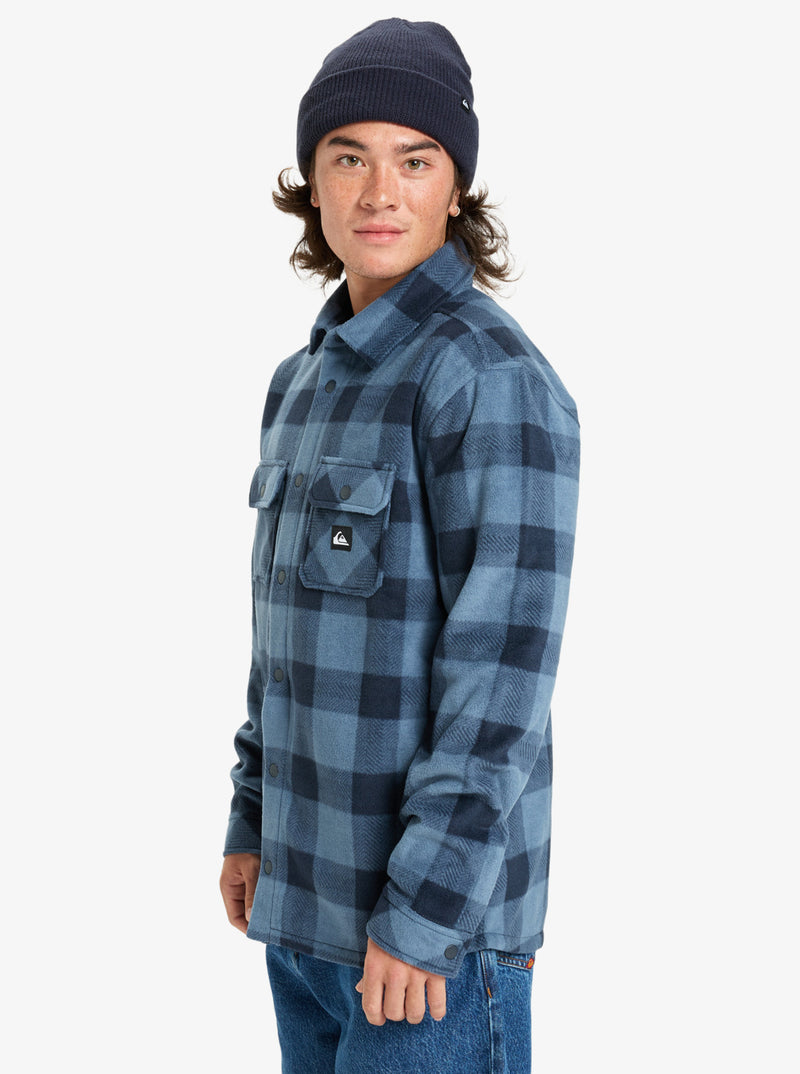 Load image into Gallery viewer, Quiksilver Men&#39;s Bering Strait Check Long Sleeve Shirt Fleece China Blue Northsea Plaid EQYPF03075-BND6
