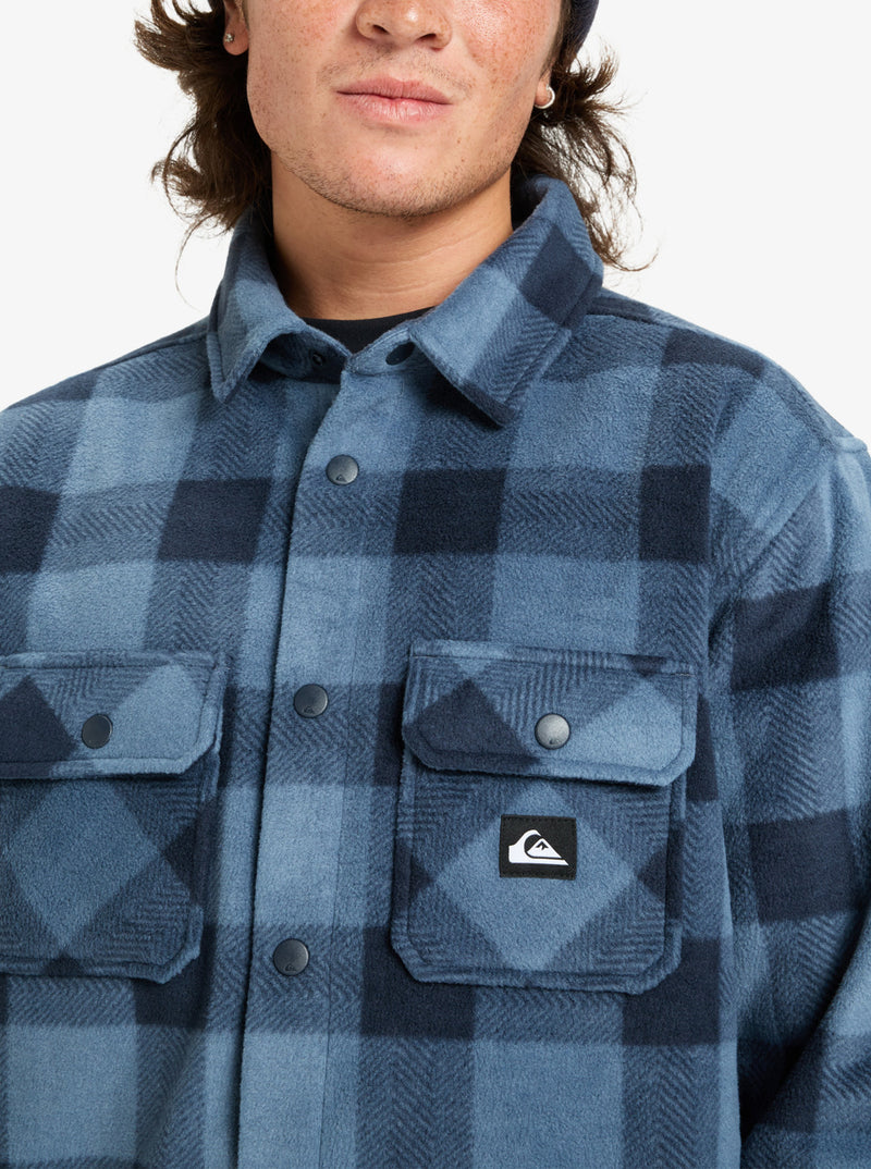 Load image into Gallery viewer, Quiksilver Men&#39;s Bering Strait Check Long Sleeve Shirt Fleece China Blue Northsea Plaid EQYPF03075-BND6
