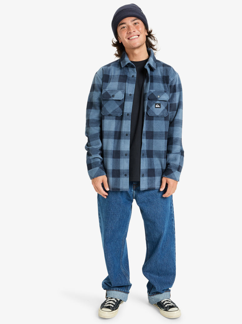 Load image into Gallery viewer, Quiksilver Men&#39;s Bering Strait Check Long Sleeve Shirt Fleece China Blue Northsea Plaid EQYPF03075-BND6
