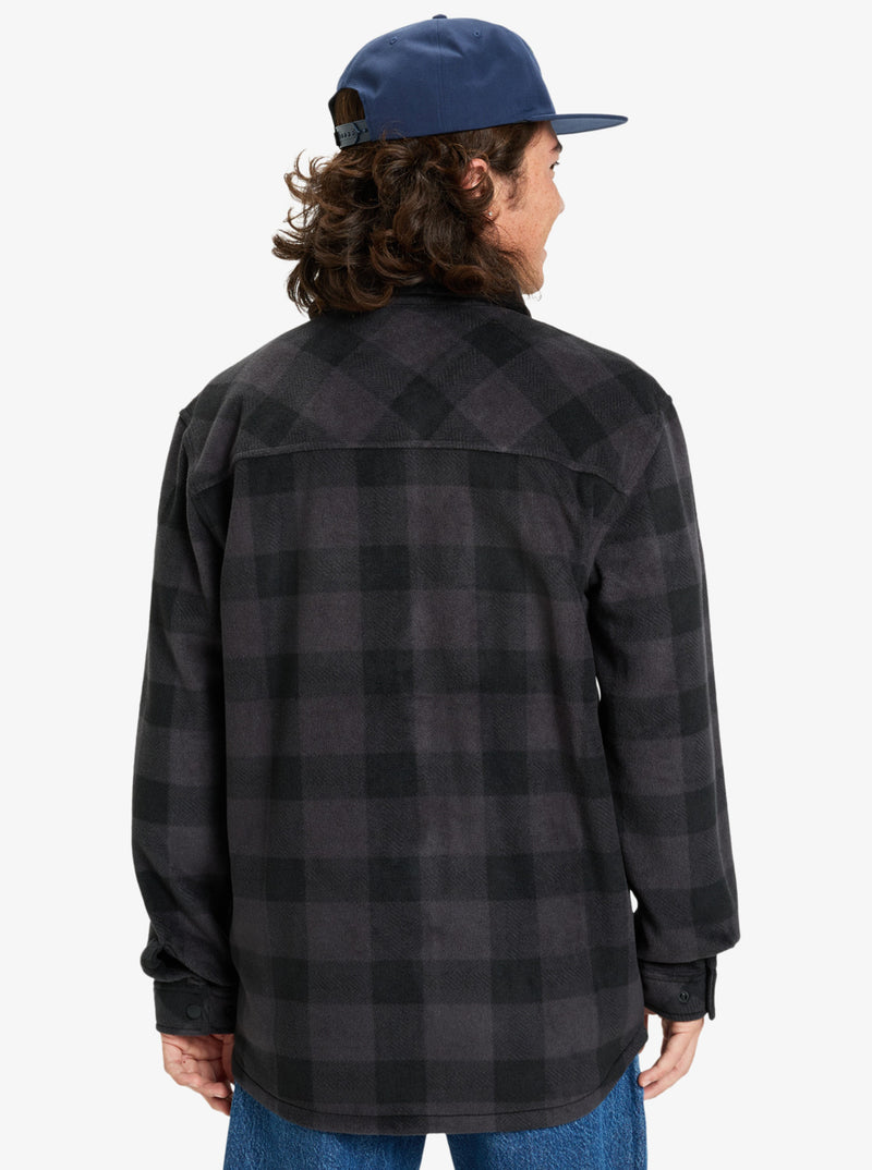 Load image into Gallery viewer, Quiksilver Men&#39;s Bering Strait Check Long Sleeve Shirt Fleece Black Northsea Plaid EQYPF03075-KVJ6
