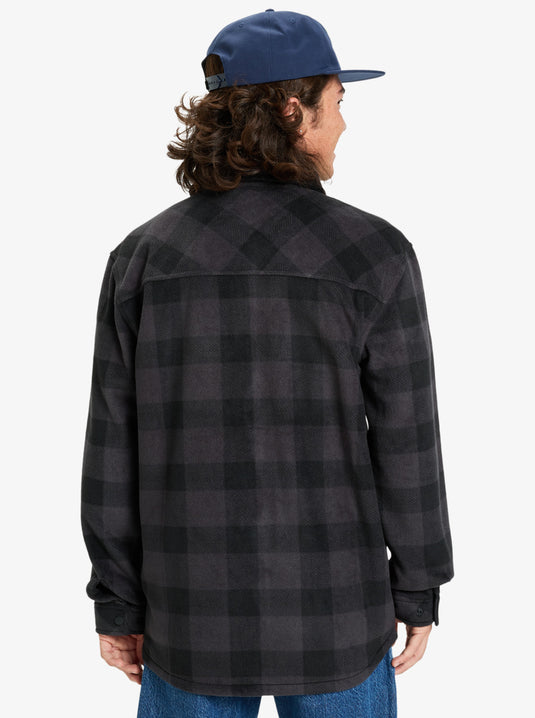 Quiksilver Men's Bering Strait Check Long Sleeve Shirt Fleece Black Northsea Plaid EQYPF03075-KVJ6