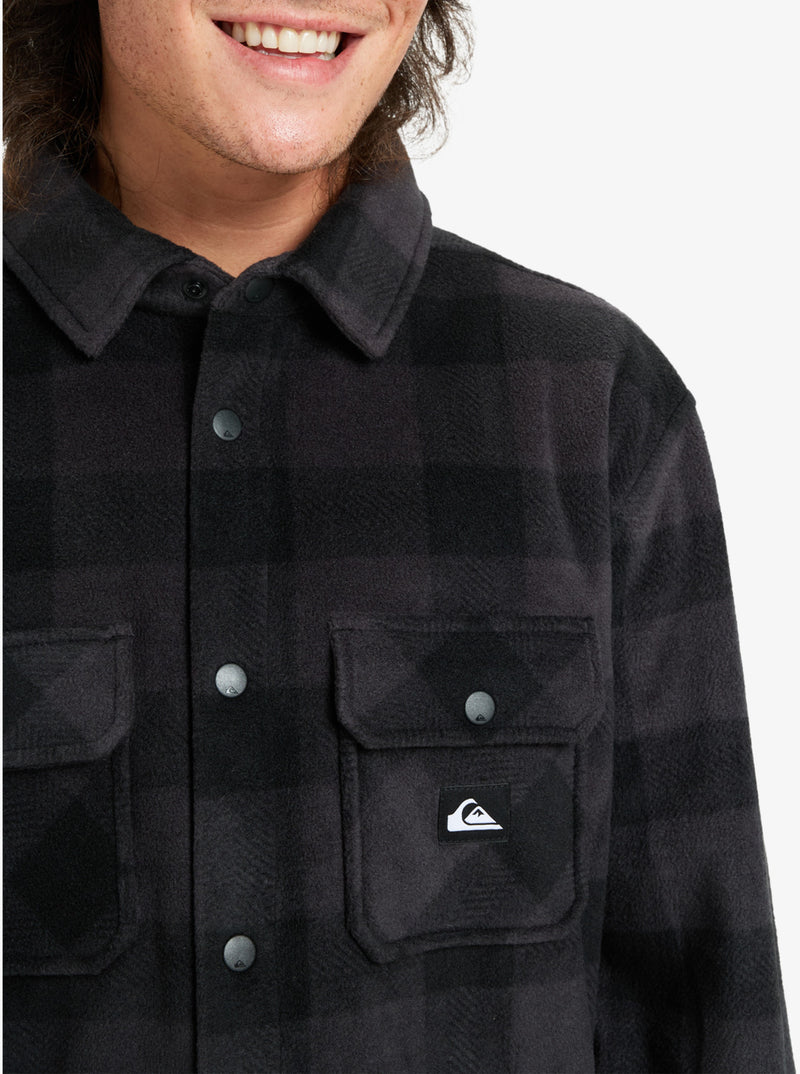 Load image into Gallery viewer, Quiksilver Men&#39;s Bering Strait Check Long Sleeve Shirt Fleece Black Northsea Plaid EQYPF03075-KVJ6
