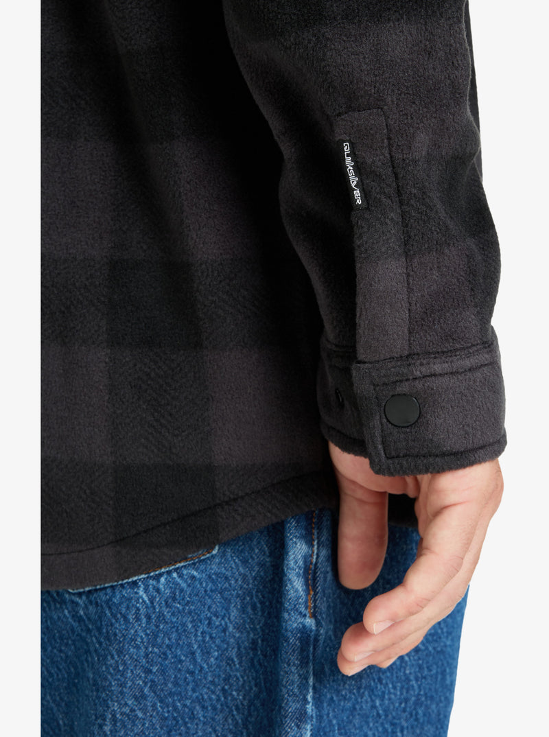 Load image into Gallery viewer, Quiksilver Men&#39;s Bering Strait Check Long Sleeve Shirt Fleece Black Northsea Plaid EQYPF03075-KVJ6
