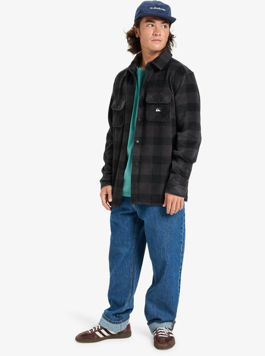 Quiksilver Men's Bering Strait Check Long Sleeve Shirt Fleece Black Northsea Plaid EQYPF03075-KVJ6