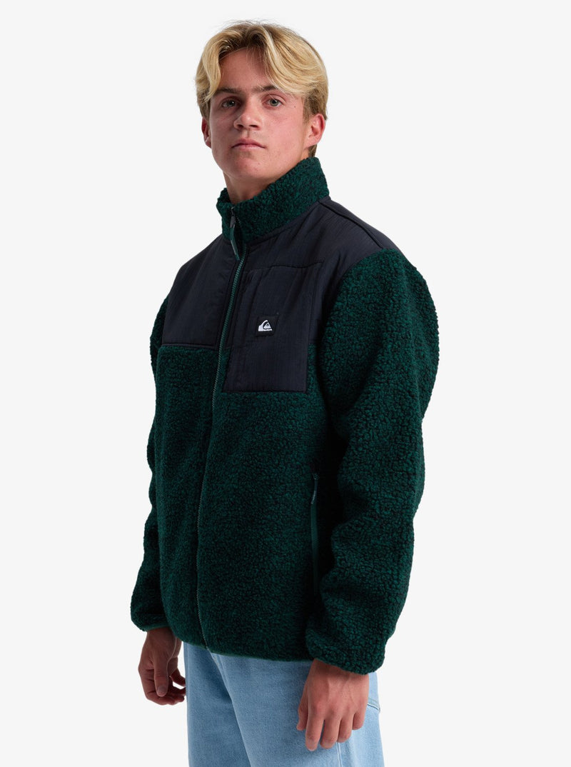 Load image into Gallery viewer, Quiksilver Men&#39;s Shallow Water Full Zip Sherpa Jacket Trekking Green Heather EQYPF03076_GSC6
