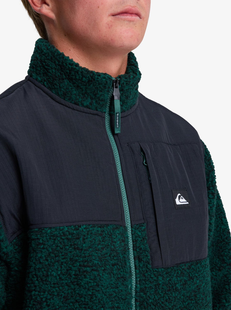 Load image into Gallery viewer, Quiksilver Men&#39;s Shallow Water Full Zip Sherpa Jacket Trekking Green Heather EQYPF03076_GSC6
