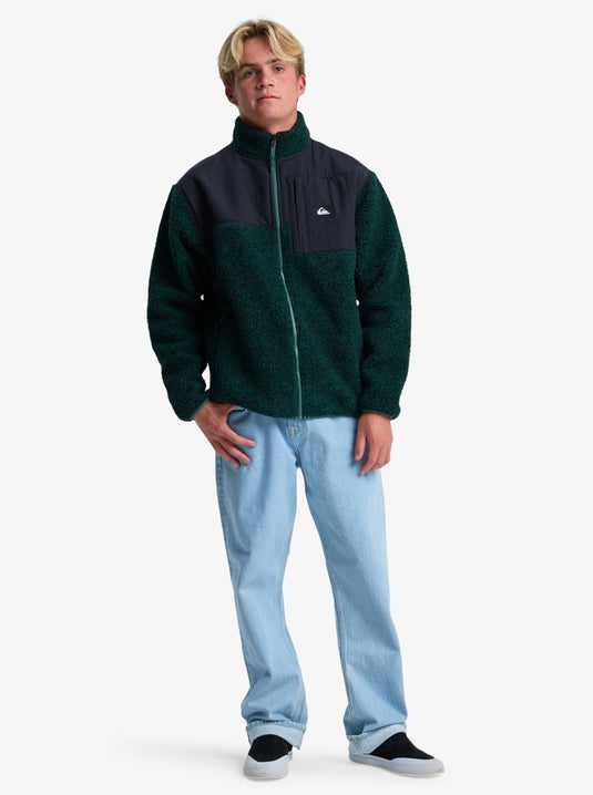 Quiksilver Men's Shallow Water Full Zip Sherpa Jacket Trekking Green Heather EQYPF03076_GSC6