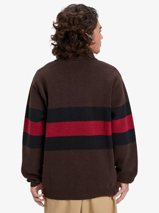 Quiksilver Men's Cooper Polo Sweatshirt Black Rugby Polo Stripes EQYSW03331-KVJ3
