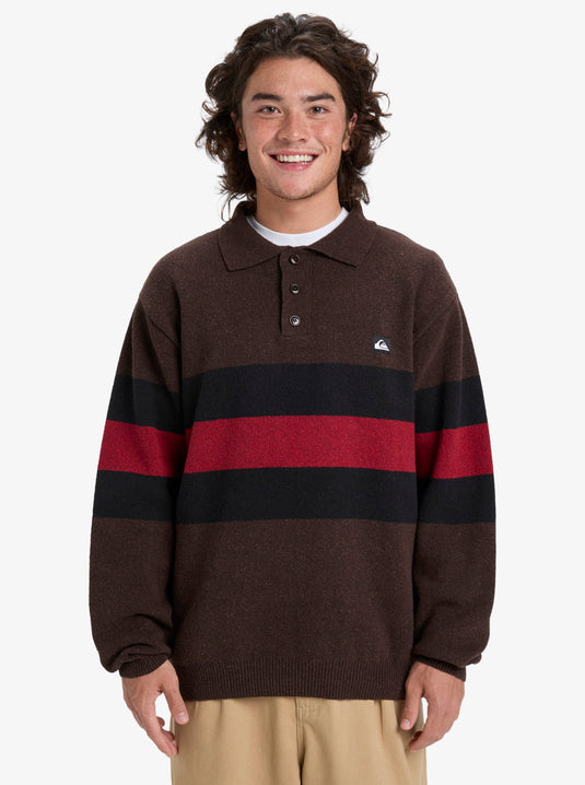 Quiksilver Men's Cooper Polo Sweatshirt Black Rugby Polo Stripes EQYSW03331-KVJ3
