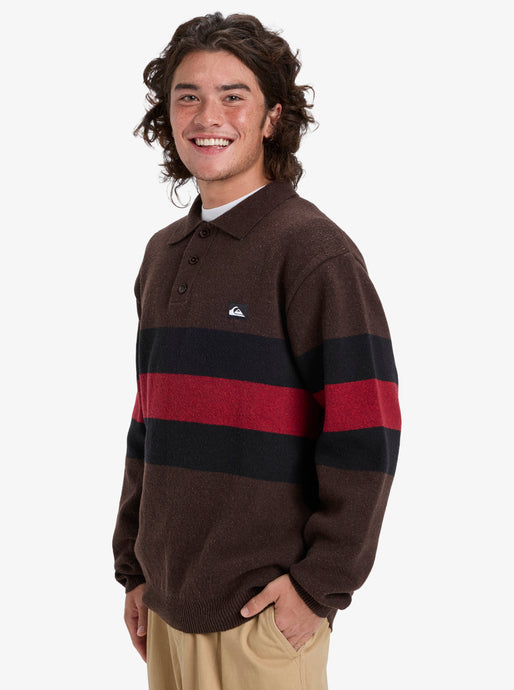 Quiksilver Men's Cooper Polo Sweatshirt Black Rugby Polo Stripes EQYSW03331-KVJ3