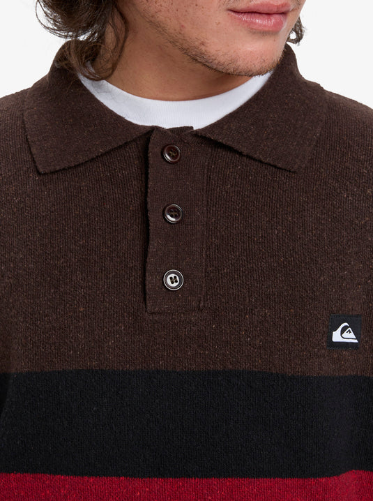 Quiksilver Men's Cooper Polo Sweatshirt Black Rugby Polo Stripes EQYSW03331-KVJ3
