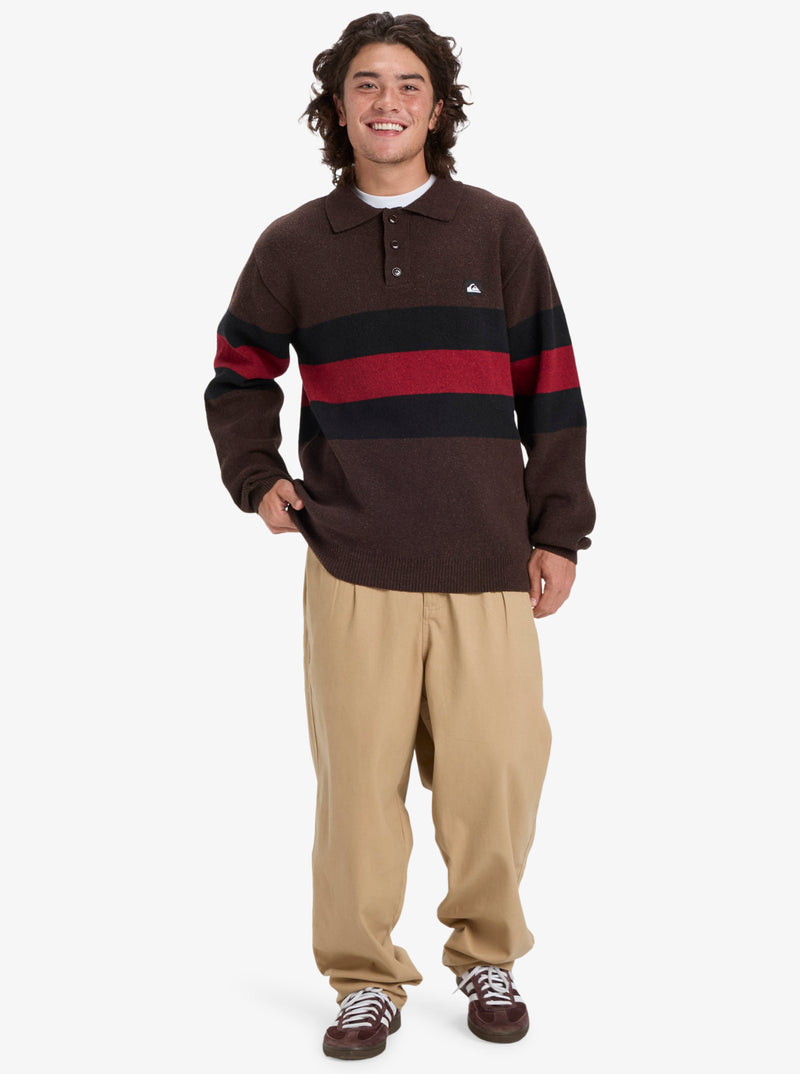 Load image into Gallery viewer, Quiksilver Men&#39;s Cooper Polo Sweatshirt Black Rugby Polo Stripes EQYSW03331-KVJ3
