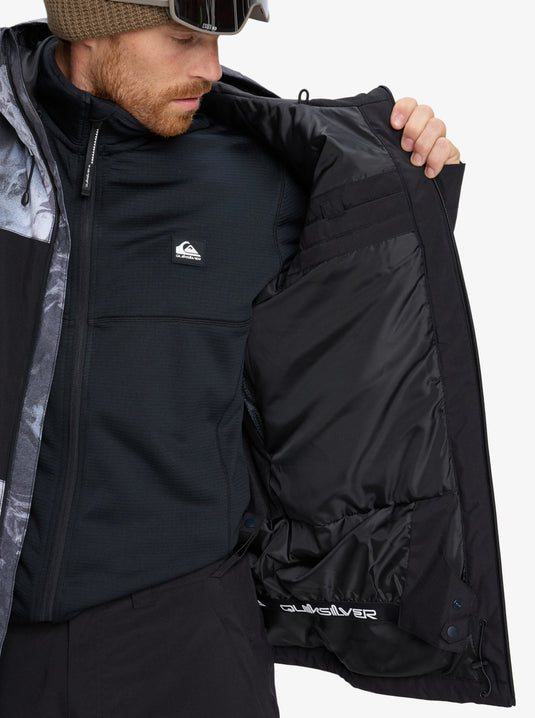 Quiksilver Men's Sycamore Printed Snow Jacket Thermostamp Grayscale EQYTJ03514-KVJ3