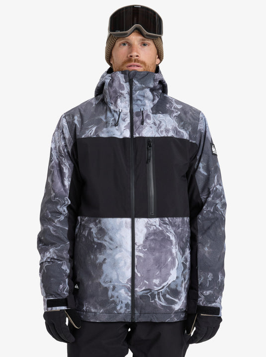 Quiksilver Men's Sycamore Printed Snow Jacket Thermostamp Grayscale EQYTJ03514-KVJ3
