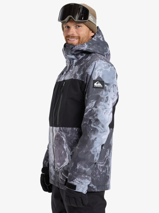 Quiksilver Men's Sycamore Printed Snow Jacket Thermostamp Grayscale EQYTJ03514-KVJ3