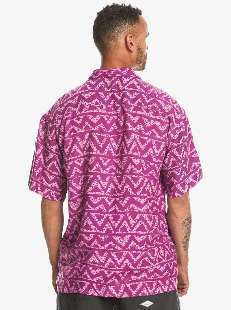 Load image into Gallery viewer, Quiksilver Men&#39;s Bogfold Short Sleeve Comfort Fit Shirt Violet Heritage Geo 64 Tonal EQYWT04562-PHP6
