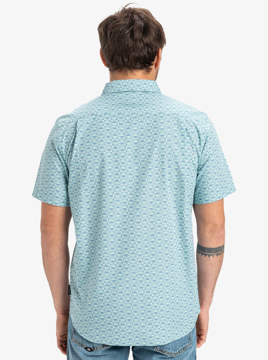 Quiksilver Men's Apero Organic Classic Short Sleeve Shirt Aquifer Florever EQYWT04606-BGW6