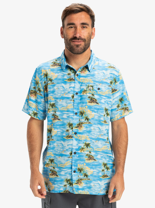 Quiksilver Men's Safe Paradise Short Sleeve Shirt Blue Naturama EQYWT04607-BQV6