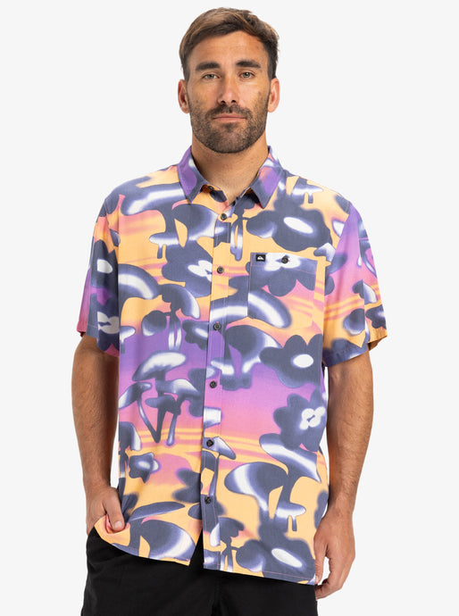 Quiksilver Men's Safe Paradise Short Sleeve Shirt Vintage Violet Biophilia EQYWT04607-PHP6