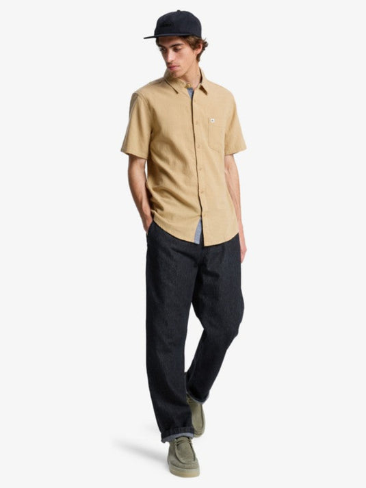 Quiksilver Men's Time Box Short Sleeve Shirt Khaki EQYWT04622-CJZ0