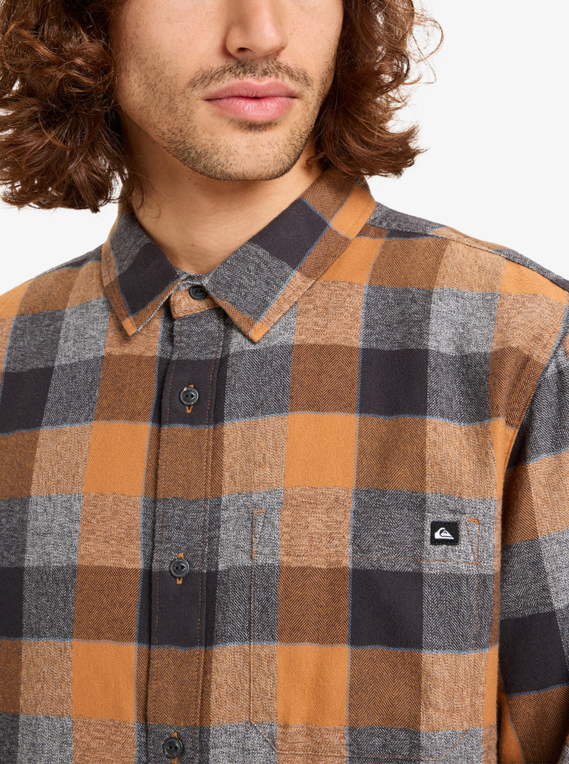 Load image into Gallery viewer, Quiksilver Men&#39;s Motherfly Plaid Long Sleeve Shirt Almond Motherfly Check EQYWT04642-CMD1
