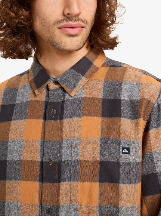 Quiksilver Men's Motherfly Plaid Long Sleeve Shirt Almond Motherfly Check EQYWT04642-CMD1